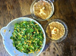 QUICK RAW APPLE PIE and KALE CARROT with ALMONDS salad