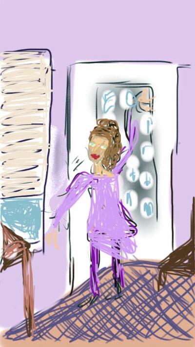 A sketch from memory of Purple dancing in the morning, made on Sketch X.